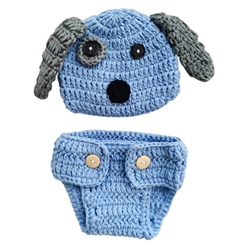 Coberllus Baby Newborn Photography Props Cute Dog Handmade Crochet Knitted Unisex Baby Cap Outfit (Style One), 0-3 Month #TOP3