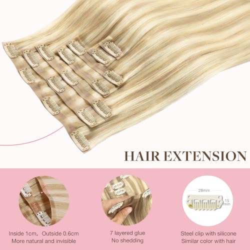 Image of GOO GOO Seamless Clip in Hair Extensions Real Human Hair Remy Extensions
