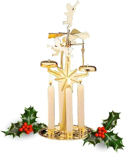 Scandinavian Christmas Light Bell Pyramid Chime with Four Candles