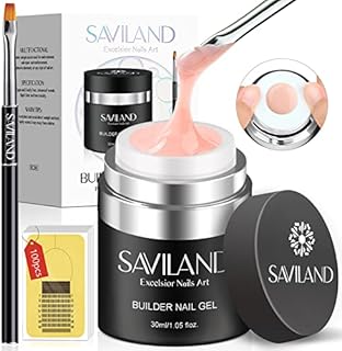 SAVILAND Builder Nail Gel Kit, Nudes Pink Hard Gel Nail Extension Gel with Air Cushion Design, Builder Base Gel and Nail Strengthener Gel with 100pcs Nail Forms & Nail Brushes