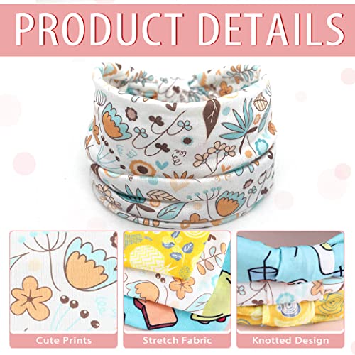 Bohend Girls Headbands Wide Knotted Hair Bands 3Pcs Non Slip Elastic Cute Head Bands Workout Yoga Sweatband Hair Accessories for Girls and Kids (H)3