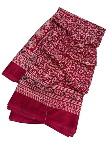 Image of SATIKA VASTRAM Modal Silk Ajrakh Saree Bandhani Design Crepe Printed Designer Pallu Attach Blouse Piece