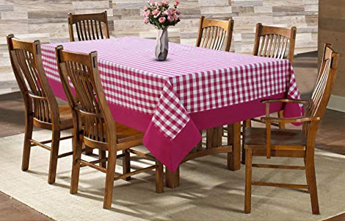 Image of AIRWILL Cotton Checkered Pattern 6 Seater Table Cloth Pack of 1 pc (Pink)