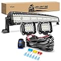 Nilight 33Inch LED Light Bar 2Pcs 4Inch 60W Spot Flood Lights Pods Off Road DrivingWork Lighting with 14AWG Wiring Harness Kit-3 Leads for Truck Tractor Pickup Boat SUV ATV UTV Car Van Camper