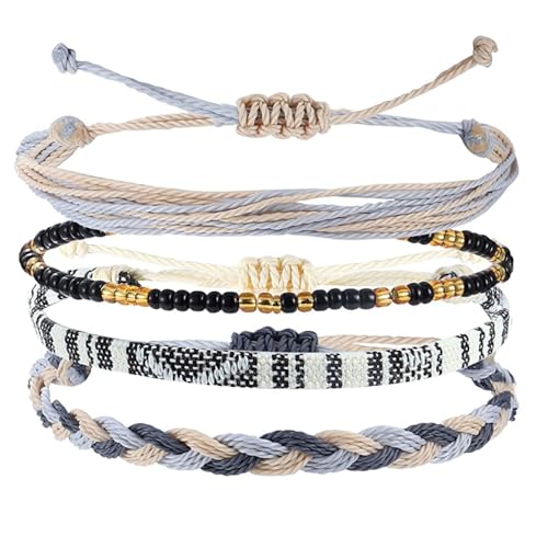 Image of Beach Summer Ankle Bracelet for Women Handmade Braided Adjustable String Anklets Waterproof Surfer Bracelet
