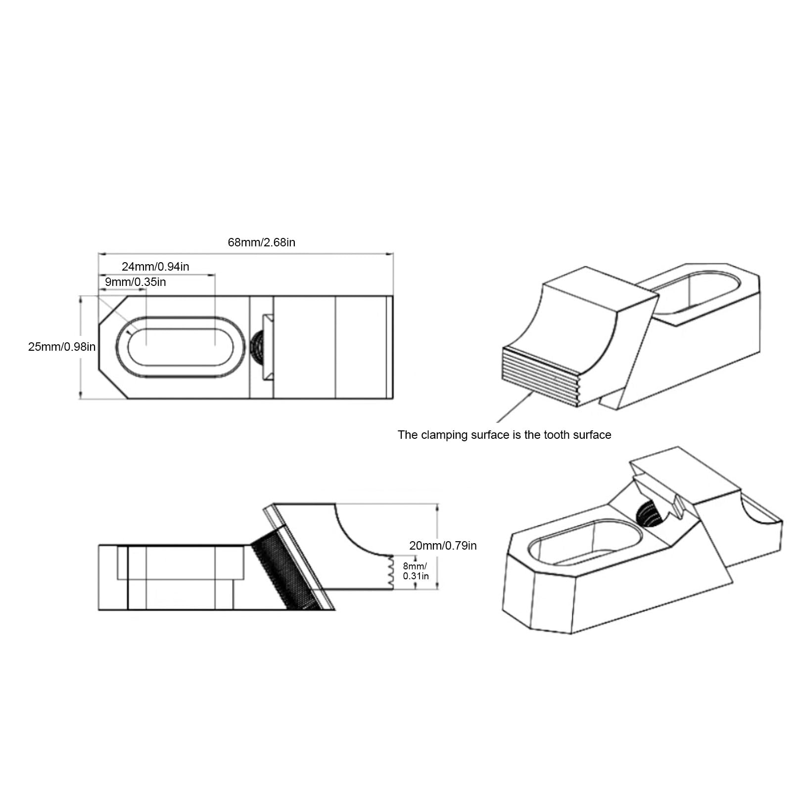 Ejoyous Mini Abrazadera de Tornillo de Banco S136H, Abrazadera Lateral de Acero para Molde, Tornillo de Banco de 68x25x20 Mm, de Sujeción CNC M8 Endurecida para Fresadora, Perforadora, Rectificadora