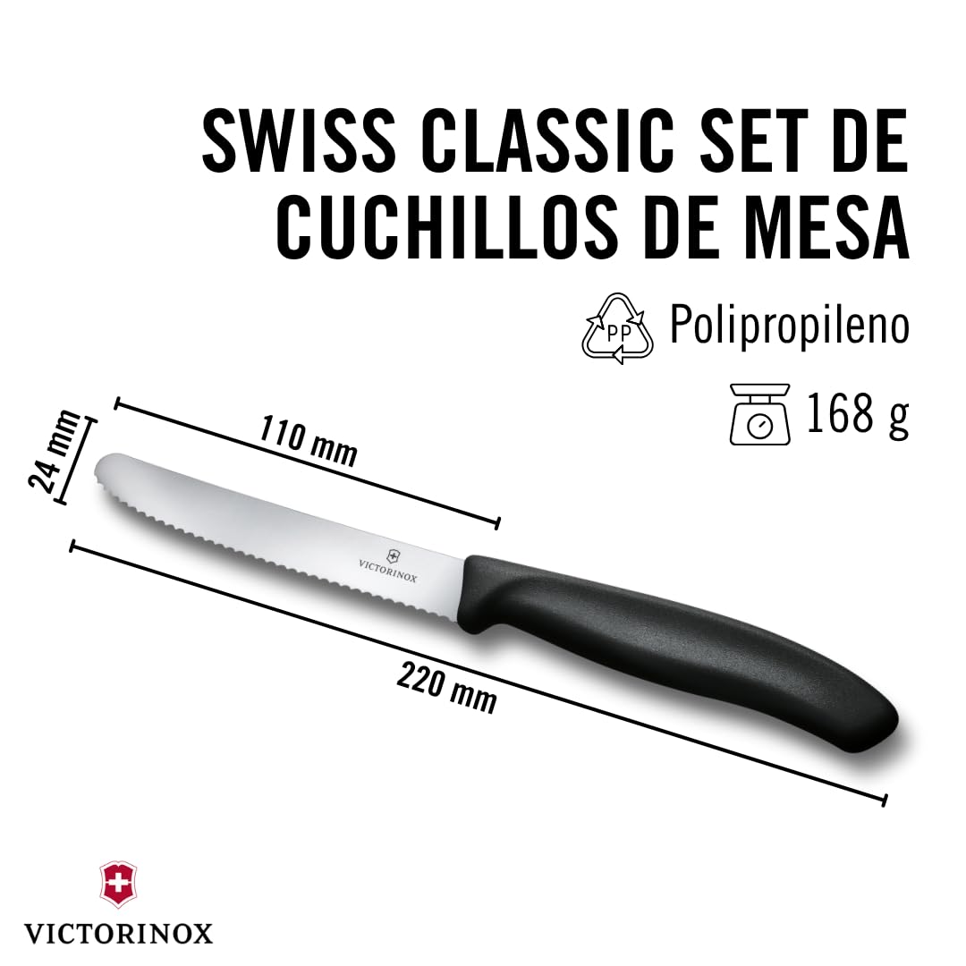 Victorinox Swiss Classic Cuchillo desayuno panecillos 11 cm Acero inoxidable Set 6 Negro