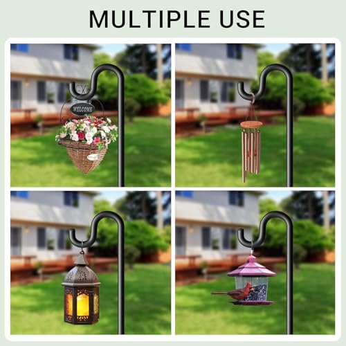 Image of Shepherd Hook for Outdoor, Heavy Duty Bird Feeder Pole with 5 Prong Base, Adjustable Height Bird Feeder Stand Ideal for Hanging Bird Feeders, Plant, and Garden Decorations