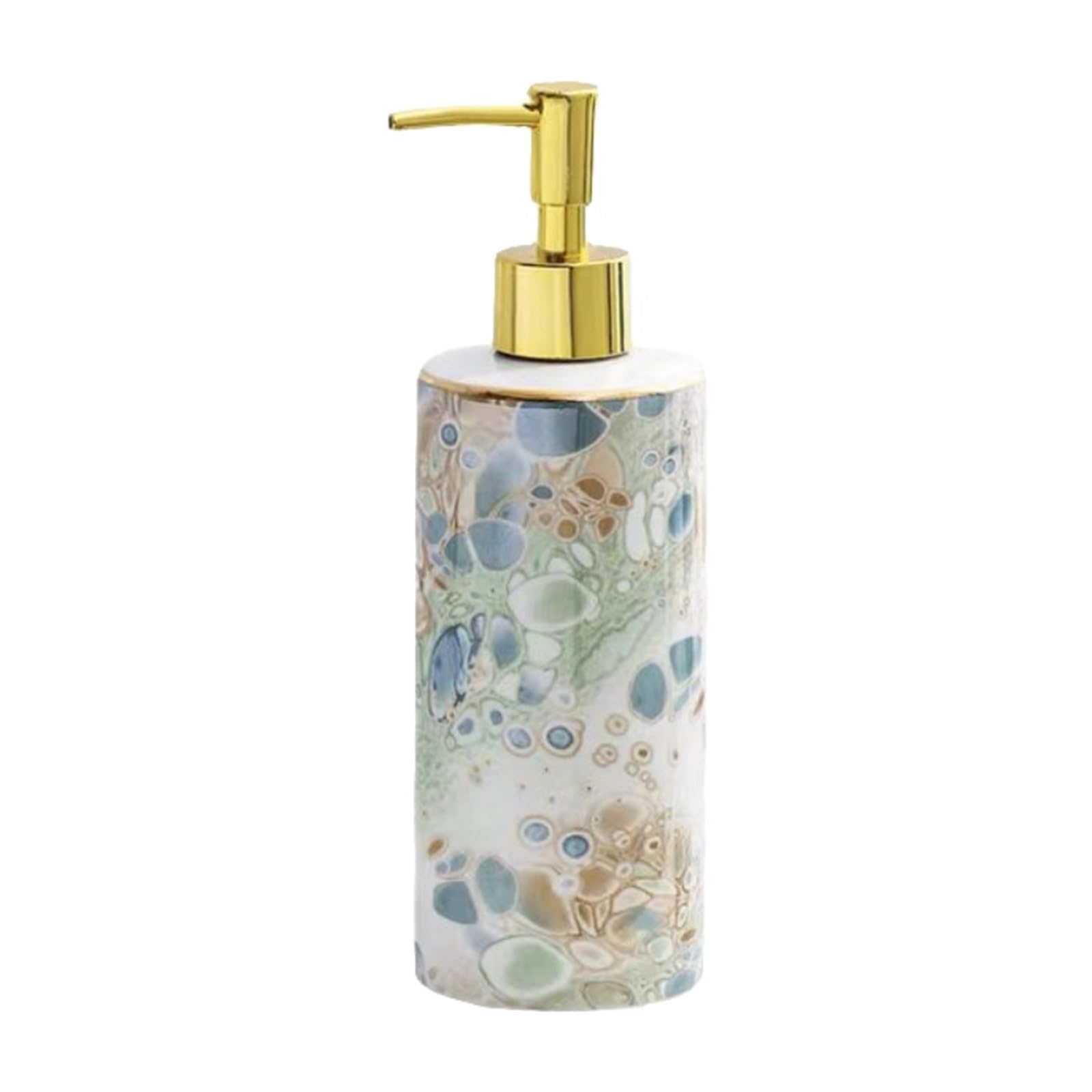WDSOPK Bathroom accessories Soap Dispenser with Agate Pattern Ceramic Soap Pump Dispenser Ceramic Soap Pump Refill Lotion Dispenser Home & Kitchen (Green)