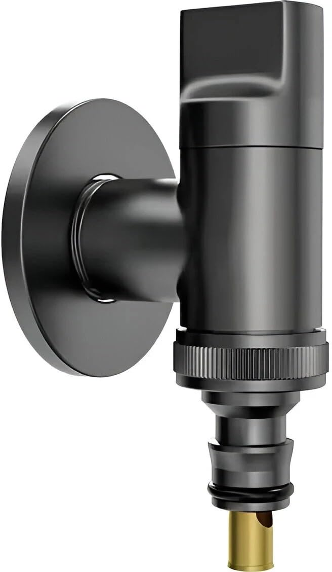 Spazio Washing Tap Black | Laundry Faucet | Washing Machine Facuet (Pack of 1) for Washing Machine/Bathroom Taps with Wall Flange Nozzle Cock Faucet (Wall Mount Installation Type)