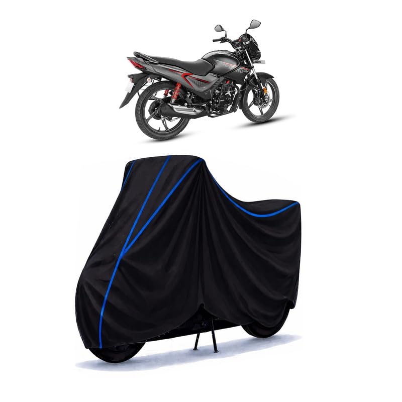 Image of Hero Glamour Bike Cover Water Resistant Universal Motorcycle Rain | Heavy Duty UV Protection, Dust, Scratch Indoor Outdoor All Weather with Black Blue Piping Elastic