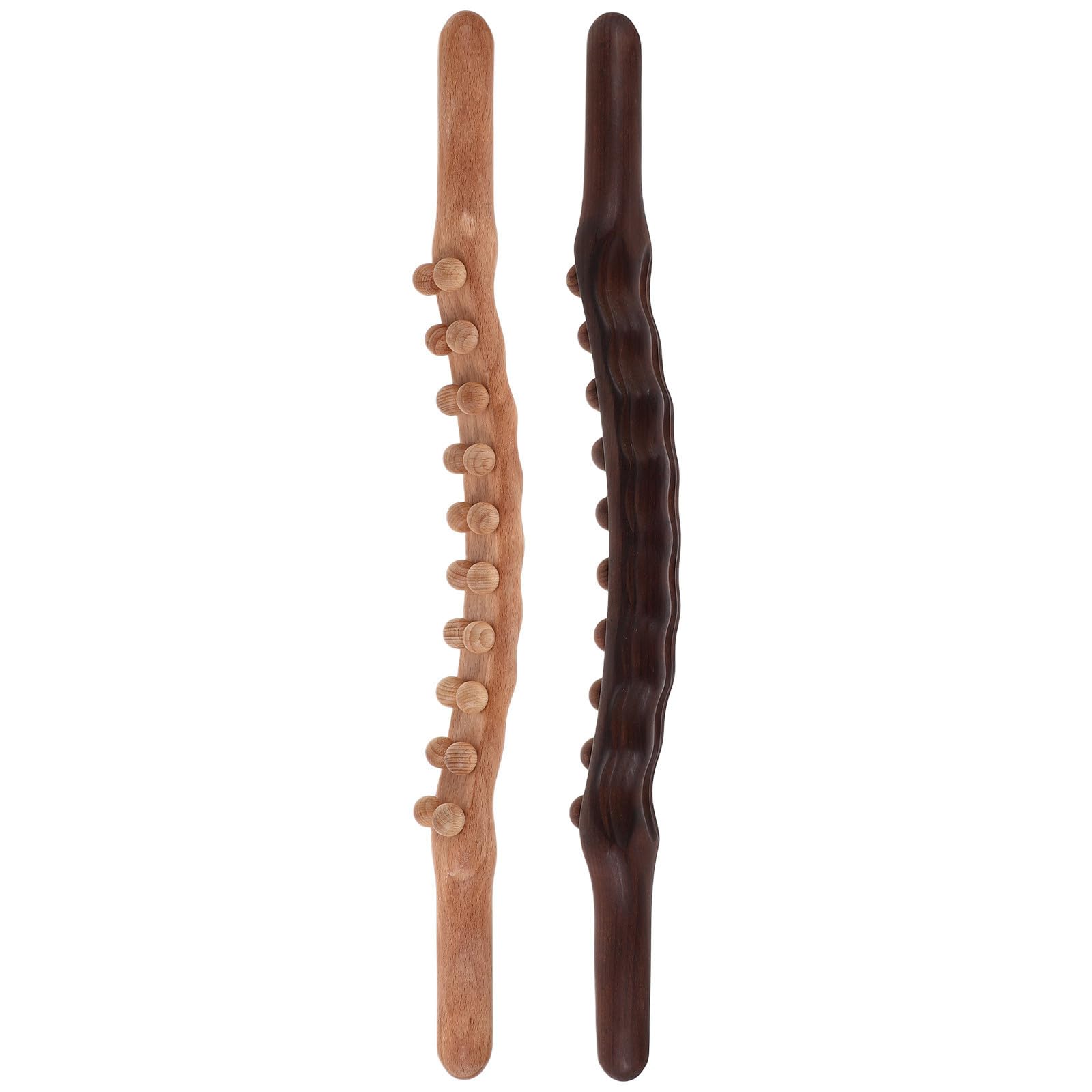 2 Piezas Palo de Masaje Corporal Gua Sha con 20 Cuentas de Madera