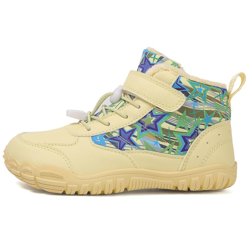 Winter Children Barefoot Snow Boots High-Top Shoes Anti Slip Plush Trail Running Shoes for Hiking Climbing Outdoor Boots (622-huang, Toddler, 1, Digital, US Shoe System, Wide Leg Pants)2