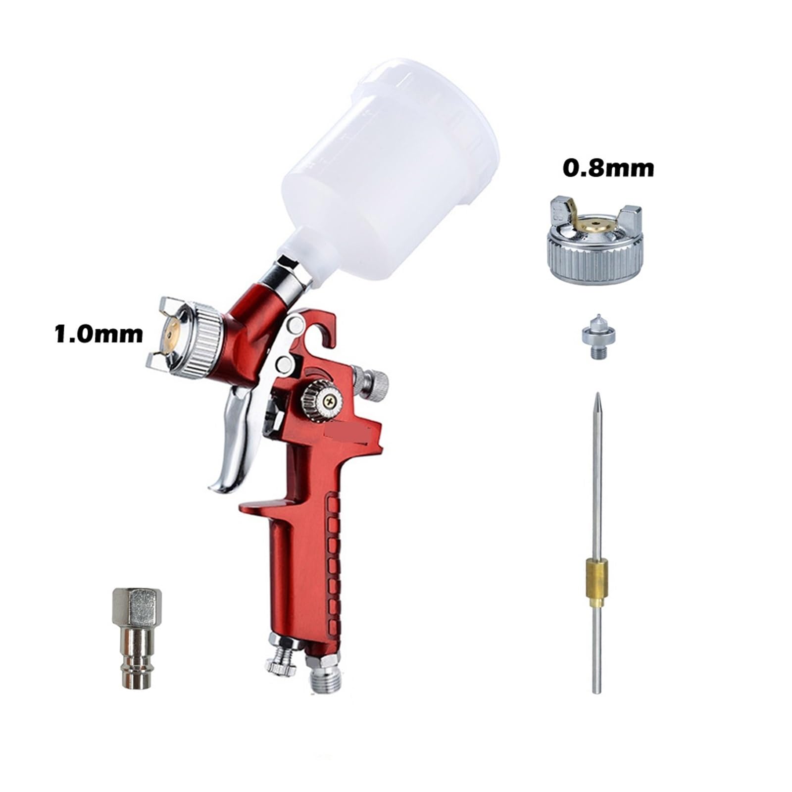 Natryskiwacz 0,8 mm/1, mm Mini pistolet do malowania natryskowego, aerograf, pędzel ścian, samochodów, paznokci, ciast(1.0mm and 0.8mm 01)