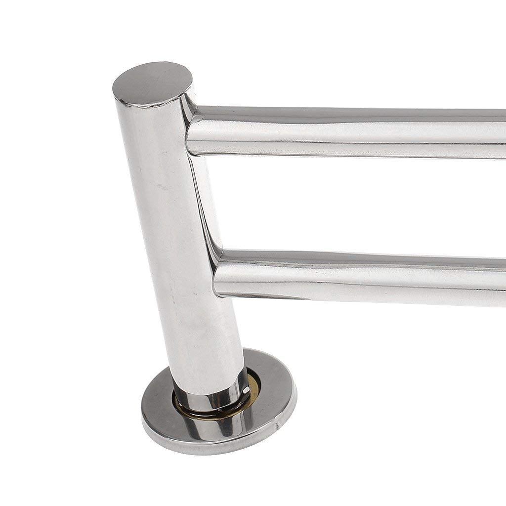 Portasciugamani a doppia barra in acciaio inox cromato, 60 cm, montaggio a parete, per bagno e cucina, salvaspazio, soluzione di archiviazione efficiente