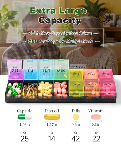 Image of Extra Large Pill Organizer 2 Times a Day,Made for Seniors & High-Dose Users | Easy-Open, High-Capacity, Bold-Letters, Senior-Friendly, AM /PM, Weekly-Tracking, BPA-Free, Long-Lasting