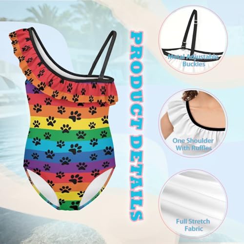 Image of Girls Swimsuit One Piece Ruffle Swimsuit Non-Slip Straps UPF 50+ for Girls Size 3-14 Years