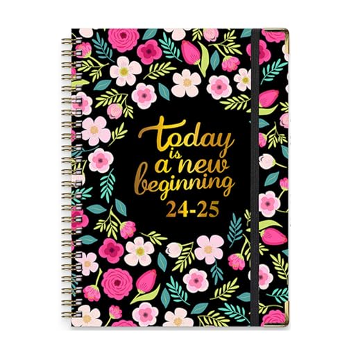 2024-2025ポケット付き毎月のプランナー12か月のプランナー2025 7月からのハードカバーアカデミック。 2024年6月。ブックマーク付き2025