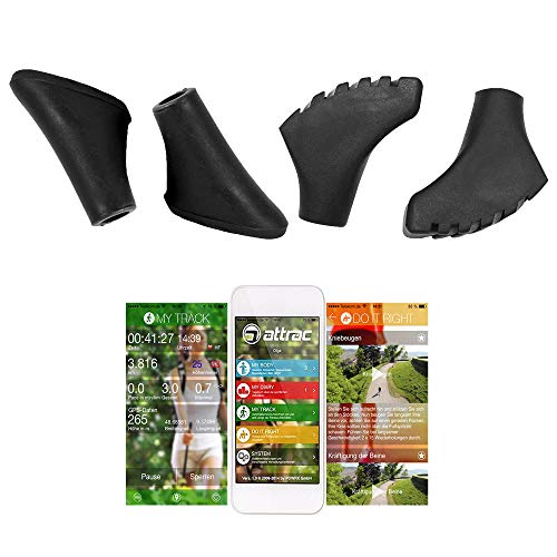 ATTRAC Lot de 4/2 Paires Nordic Walking Pads pour de Nombreux modèles Courants  pour Asphalte et Pierre (Terrain)