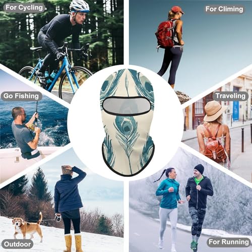 Balaclava para hombre y mujer con diseño de pluma de pavo real, máscara completa para esquiar, ciclismo y motociclismo miniatura 6