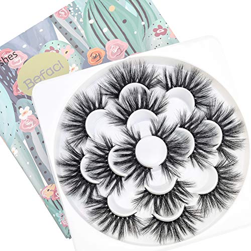 25mm Eyelashes Dramatic Long Lashes Faux Mink Lashes Soft Wispy 6D 8D Fluffy Volume False Eyelashes Reusable (25mm6D22)
