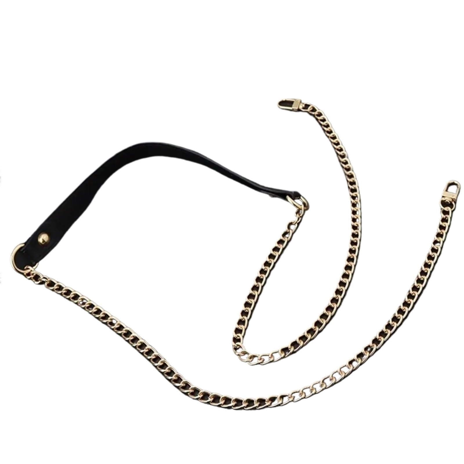 YUSUZH 2pcs 120cm Replacement Shoulder Strap Crossbody Bag PU Leather Handle with Metal Chains Accessories for Small Bag(Black)