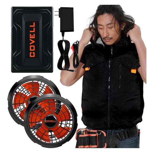 【2025最強爆風 32V超高出力 体感-15℃】 空調冷風服 最強冷風服 ファン付きベスト ファンバッテリーセット 2.8H急速満充電/ 26段階調整/ 7~32V/ 日本製ブラシレス/ IP45防水/フルハーネス安全帯対応