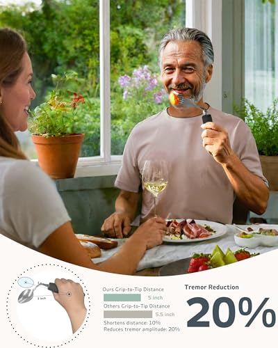 4-Piece Adaptive Utensils Set - 42° Angled Parkinsons Utensils, 2.5 oz Weighted Utensils for Tremors and Parkinsons Patients, Easy Grip Weighted Silverware for Hand Tremors (Right-Handed) - Image 3