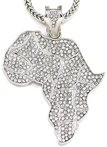 GWOOD Africa Map Silver Color Pendant with 36 Inch Franco Necklace2