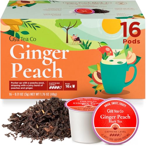 Image of Ginger Peach Tea Pod (16 Count) - 100% Natural Caffeinated Black Tea