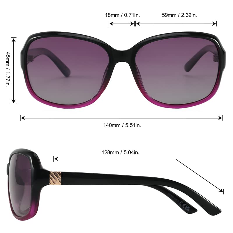 Image of SIPHEW Women's Polarized Sunglasses w UV400 Protection,Classic Sun Glasses | Vintage Sunnies,Wraparound Shade,Lightweight & Comfortable,Big Sunnies eyewear,Driving,Outdoors