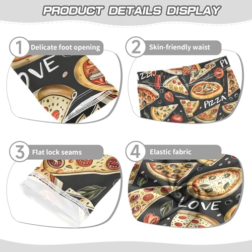 Retro Pizza Food Black Girls Leggings Soft Stretch Workout Yoga Dance Pants for Kids Casual Tights3