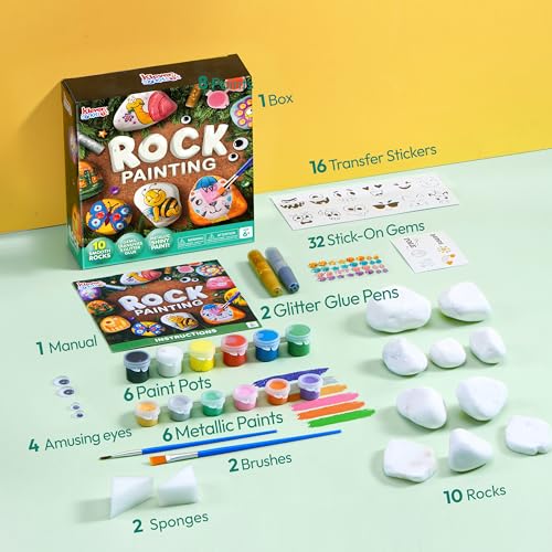 Image of Rock Painting Kit for Kids, Arts and Crafts for Girls & Boys Ages 6-12, DIY Supplies for Painting Rocks, Easter Craft Kits Art Set, Toddler Birthday Christmas Presents, Family Indoor Activity