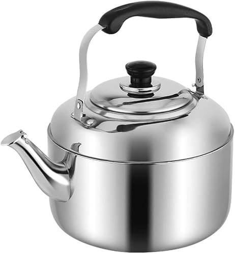 HANABASS Hervidor de té de acero inoxidable con asa para estufa tetera silbante tetera de acero inoxidable