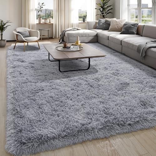 KING DARE 6x9 Area Rugs for Living Room, Grey Fluffy Rug for Bedroom and Nursery, Non-Slip Fuzzy Shaggy Carpet for Kids, Boys, Girls Room Dorm Home Decor Aesthetic