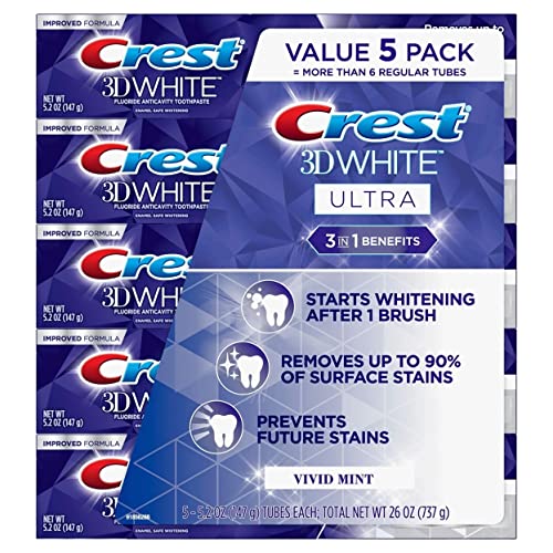 Crest 3D White Ultra Whitening Toothpaste, Vivid Mint (5.2 oz., 5...