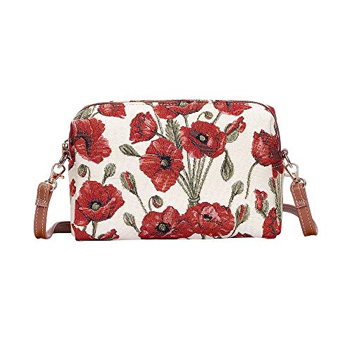Signare Tapestry Women Fashion Travel Hip Cross Body Bag Poppy Flowers (HPBG-POP)