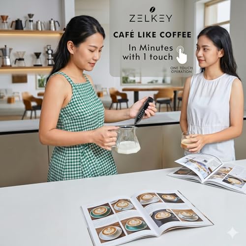 Image of Coffee Frother Electric Rechargeable Coffee Maker Machine for Home Electric Coffee Frother Machine & Milk Whisker with Dual Spring
