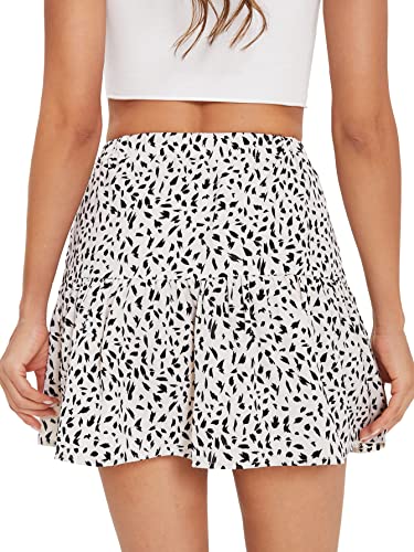 All Over Print Tie Front Ruffle Hem Skirt2