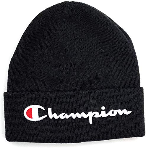 Champion Winter Beanie Warm Cuff Knit Cap Skull Hat for Men's Women (Black)