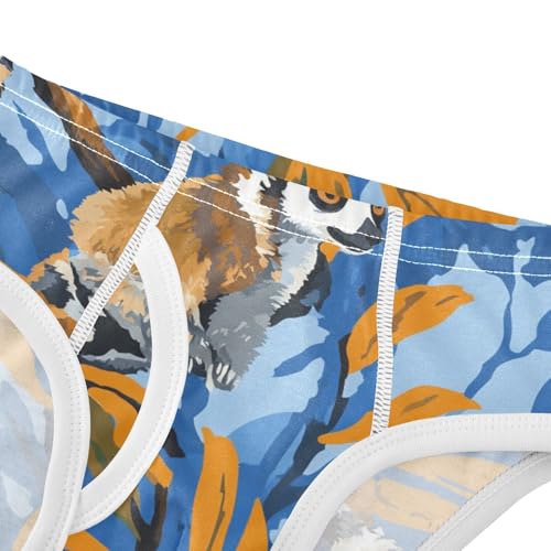 KLL Lemurs Madagascar on Blue Pattern Toddler Boys' Cotton Briefs Cute Children Undies4