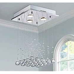 Lamparas Araña Modernas Amazon Saint Mossi Modern K9 Crystal Lámpara de araña de lluvia Iluminación Montaje empotrado Lámpara de techo LED Lámpara colgante para comedor Baño Dormitorio Salón Ancho 30 cm x Altura 45 cm