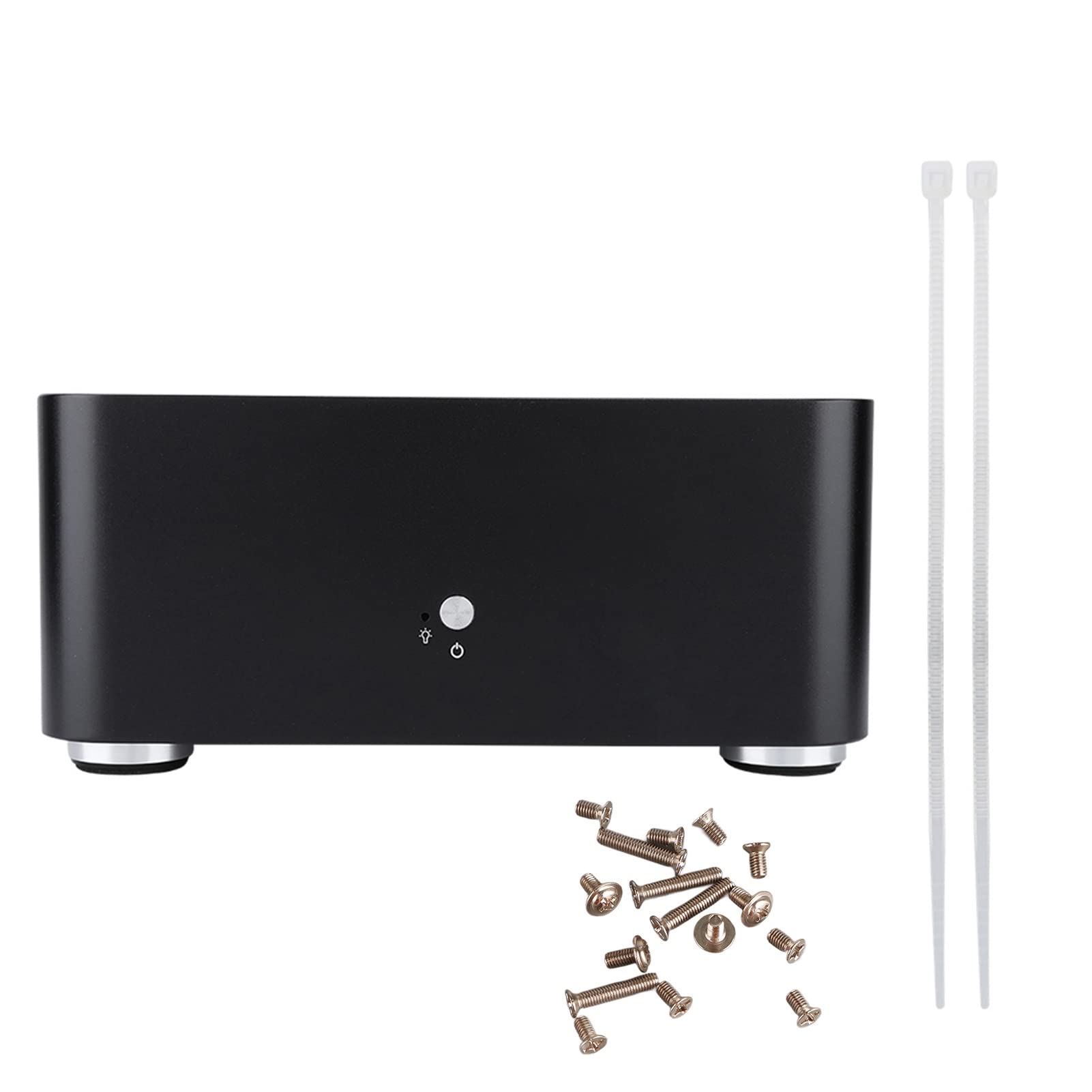 Goshyda Obudowa Komputera Mini ITX ze Stopu Aluminium, Obudowa HTPC o Wysokości 80 Mm z USB 2.0, w Całości Aluminiowa Rama do Odprowadzania Ciepła, Obsługuje płytę główną ITX 170x170 Mm (USB2.0)