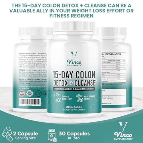 Vinco Colon Cleanse 15 Day Detox - Supports Weight Loss - Eliminates Toxins - Relieves Constipation & Bloating - Probiotics for Gut Health - Promotes Regularity - Herbal Stool Softener - Image 5