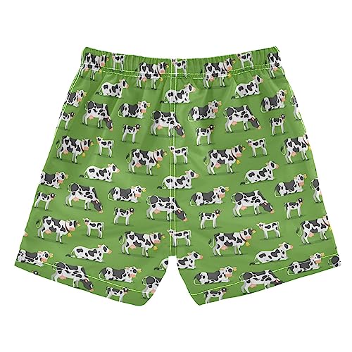Wusikd Cartoon Cows Boys Swim Trunks Summer Drawstring Toddler Green Swim Board Shorts Boys Bathing Suit Beach Vacation 3T2