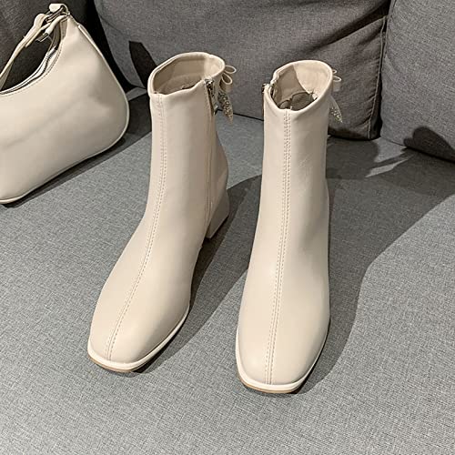 Bottines femme talon bloc en cuir noir unie et tendance - 6
