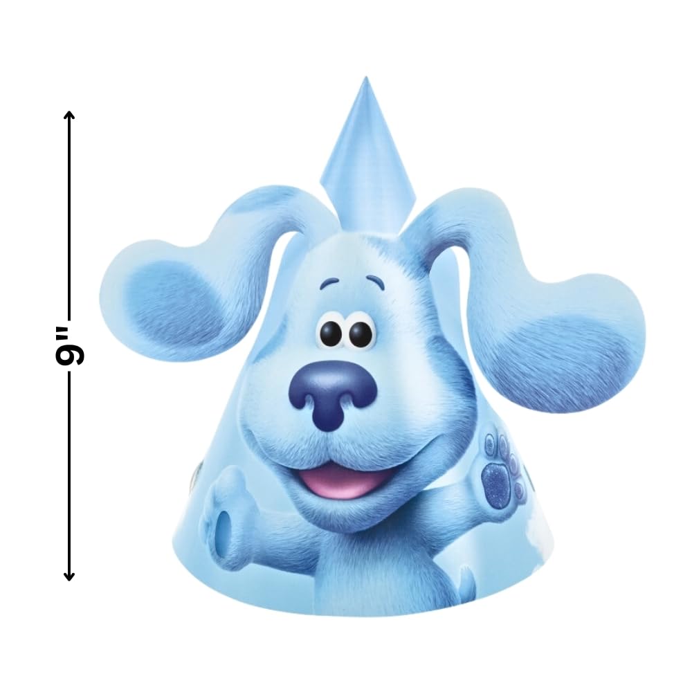 Blue's Clues Party Hats with Pop-Out Ears - Pack of 8 - Fun & Unique Design - Perfect for Kids Birthday Celebrations & Themed Events