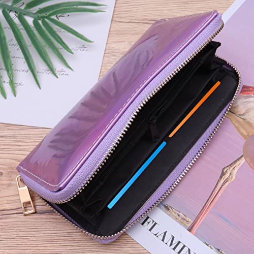 TENDYCOCO Laser Wallet for Women - Stylish Violet Pu Leather Evening Clutch with Zippered Coin Pocket Perfect for Cash Cards and Cellphone Ideal for Special Occasions2