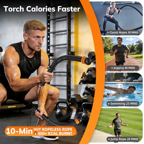 Upgrade Weighted Ropeless Battle Ropes, Adjustable Cordless Battle Rope – Portable Battle Ropes for Home Gym Workout, HIIT & Cardio Full Body Training Exercise Rope for Strength Training Men & Women - Image 6