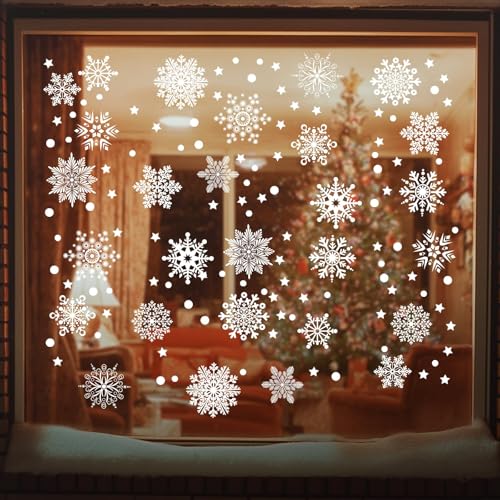 AHEONLAR Stickers Navideños de Copos de Nieve 142 Unidades
